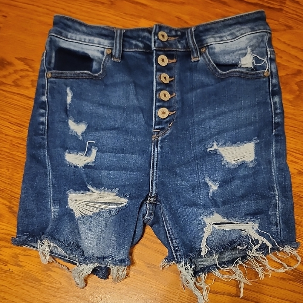 KanCan Blue Distressed Jean Shorts